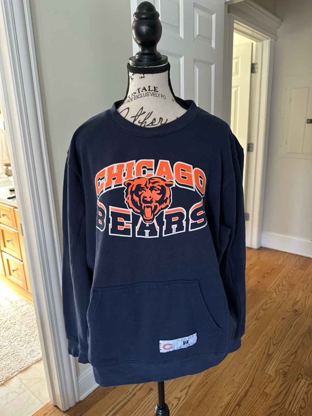 NFL Chicago Bears Navy Blue Orange Crewneck Sweatshirt